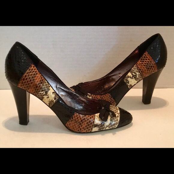 BEVERLY FELDMAN Vintage Snakeskin 3 SHADES Neutral - Picture 3 of 8
